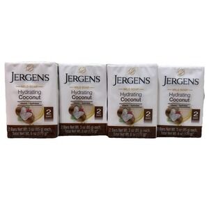 Jergens Mild Soap,‎ Hydrating Coconut. 4 Pack, 8 Bars 3oz ea. New